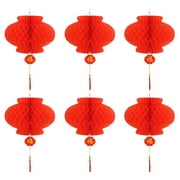 30PCS Foldable Plastic Chinese Lanterns Festive Round Hanging Lantern Light Decor for New Year Spring Festival (15CM)